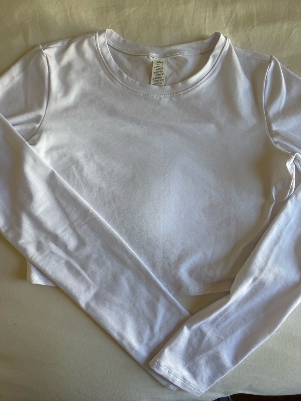 ALO Yoga White Long-Sleeve Crop Top